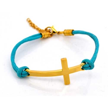 Brazalete tono Gold cordón azul turquesa