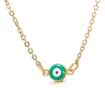 Collar Dorado de Ojo de Demonio en Acero Inoxidable-Verde