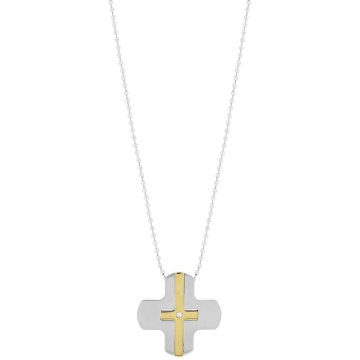 Collar dije de Cruz dos tonos con zircón