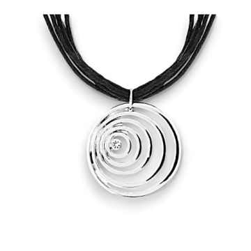 Collar de cuero negro con Dije Circular en Acero