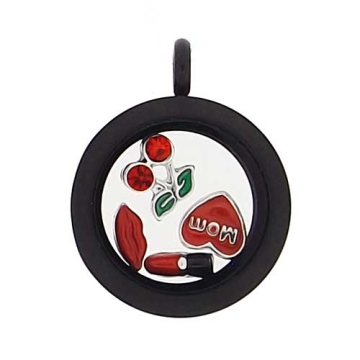 Dije Locket, iónico negro para charms