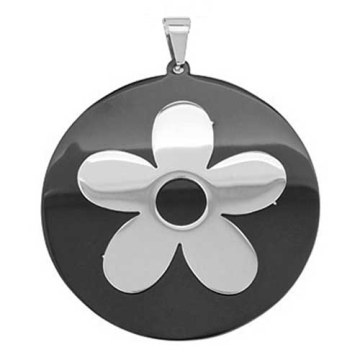 Dije circular, figura de flor con fondo negro