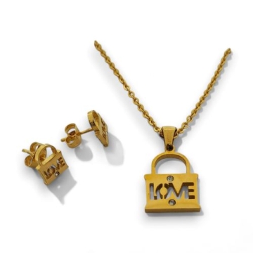 Set de Acero, Collar y Aretes