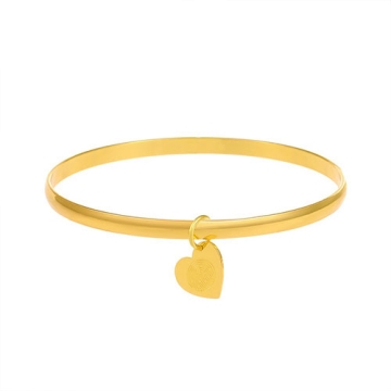 Pulsera de Acero Tono Dorado con Dije Colgante de Corazón