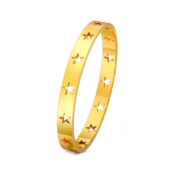 Pulsera de Acero Tono Dorado con Estrellas Huecas 