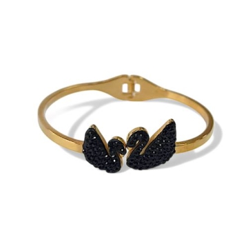 Pulsera Cisne con zirconias en Negro