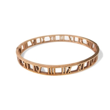 Pulsera Números Romanos Tono Dorado Rosa