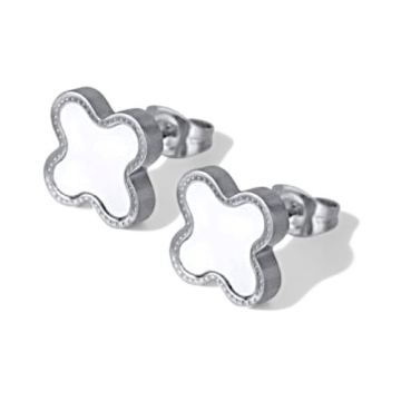 Aretes stud centro concha blanca