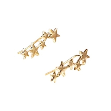 Aretes Stud Auricular con Estrellas, Tono Dorado