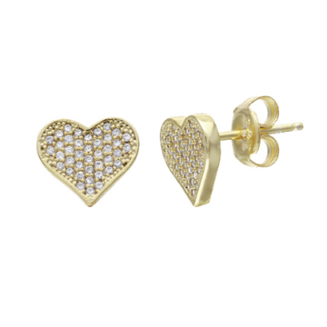 Arete de Acero Tono Dorado en Forma de Corazón con Zirconias