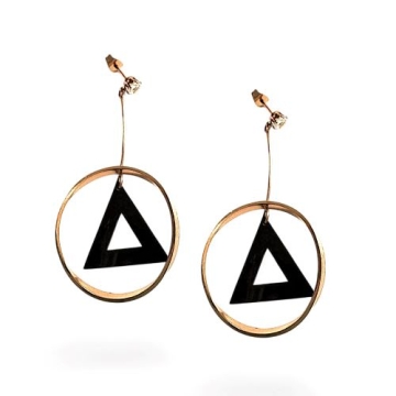 Arete Dorado Rosa y Negro