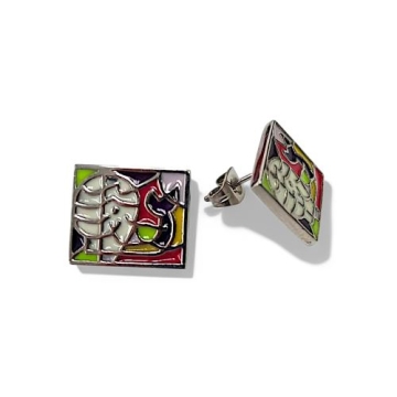 Aretes stud esmalte multicolor