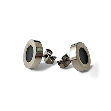 Aretes Stud con Esmalte Negro