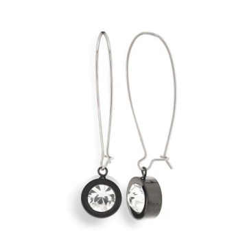 Aretes Drop Tono Negro Con Zircón