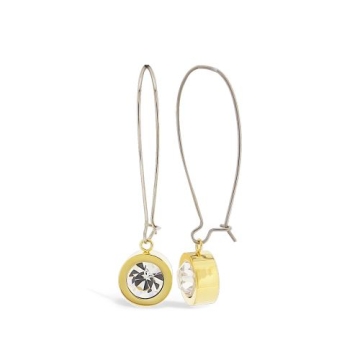Aretes Drop Tono Dorado Con Zircón