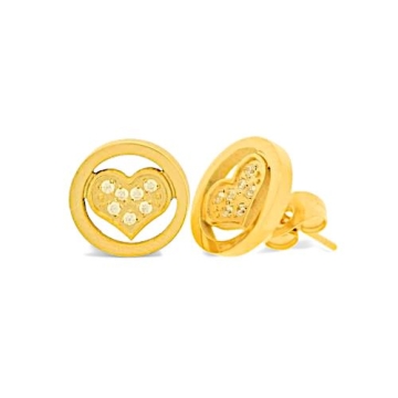 Aretes Stud Centro De Corazón Con Zirconias
