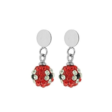 Aretes Drop Con Zircones Rojos Negros y Blancos