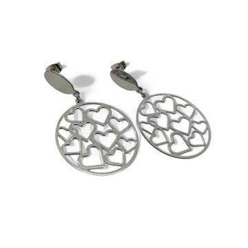 Aretes Drop Figura De Corazones Tejido