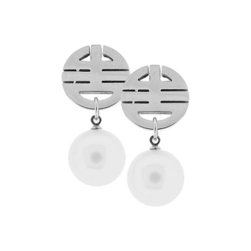 Aretes Drop Perlas Blancas
