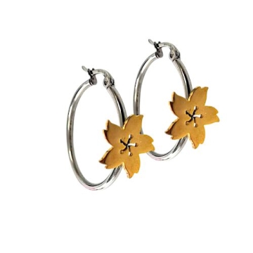 Aretes hoop Dos Tonos Figura De Flor