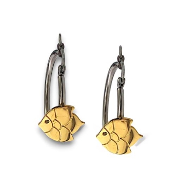 Aretes hoop Dos Tonos Figura De Pez