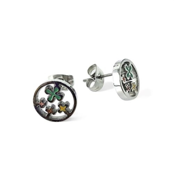 Aretes Stud con Esmalte multicolor