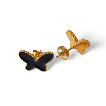 Aretes mariposa gold con centro negro
