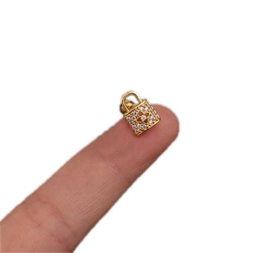 Arete en Forma de Cantidad Roscado para Lobulo de Oreja con Brillantes y Tono Dorado