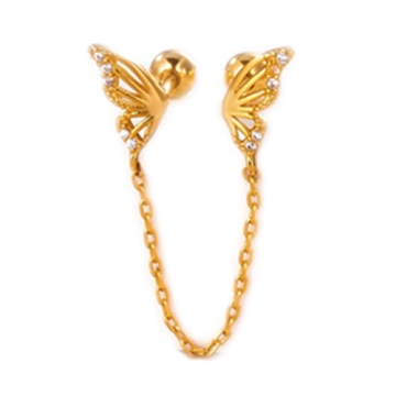 Arete de acero inoxidable con forma de mariposa con incrustaciones de Zircón