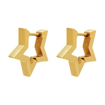 Aretes de Acero Tono Dorado Forma de Estrella