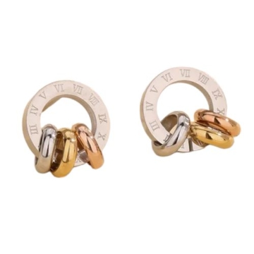 Aretes de Acero Trendy en Tres Tonos