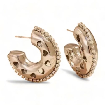 Aretes de Acero Tono Plateado con brillantes