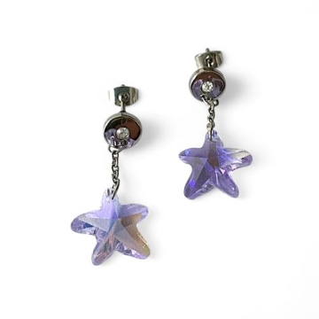 Arete Stars con piedra Swarovski Morada