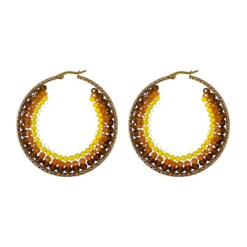 Aros con Piedras Multicolor Diámetro 5.5cm
