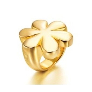 Anillo de Acero, tono dorado, forma flor