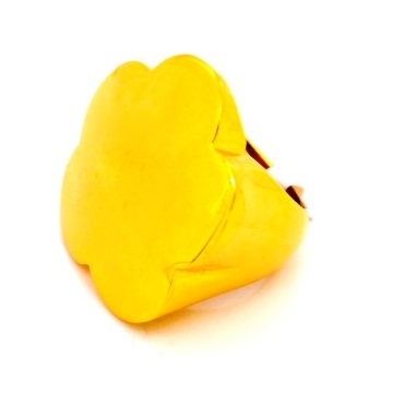 Anillo de Acero, tono Dorado, forma de flor