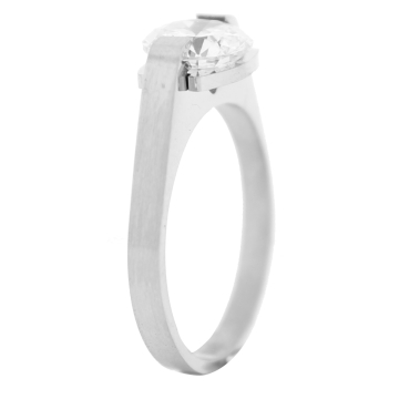Anillo solitario de Acero, piedra redonda
