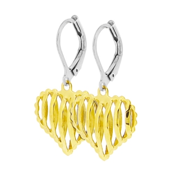 Aretes forma de Corazones dos tonos