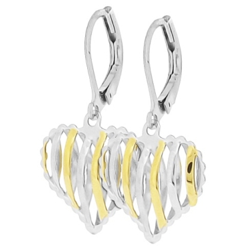 Aretes forma de Corazones dos tonos