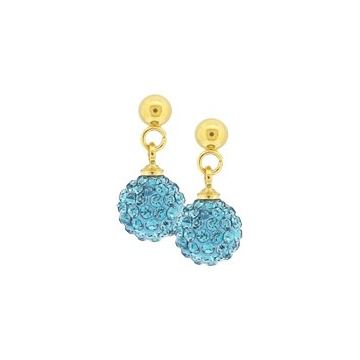 Aretes Drop Tono Dorado Zircones Turquesa