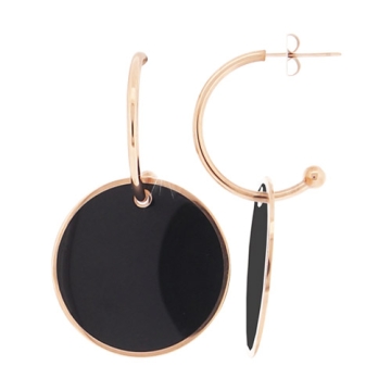Aretes hoop gold rose iónico negro