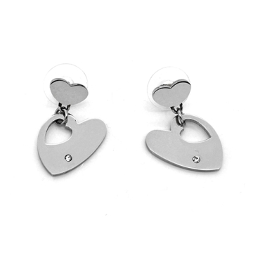 Aretes Drop Forma De Corazón Con Zircón