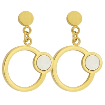 Aretes Drop Tono Dorado Con Nácar