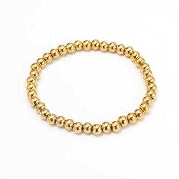 Brazalete de Acero Tono Dorado con Esferas de 5 mm Elástico