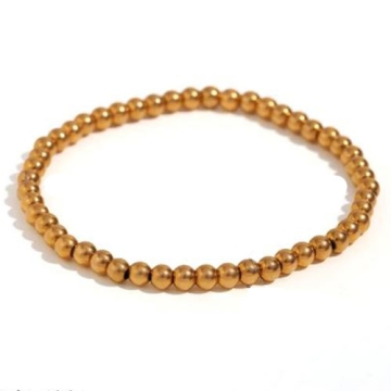 Brazalete de Acero Tono Dorado de Cuentas Esféricas de 4 mm