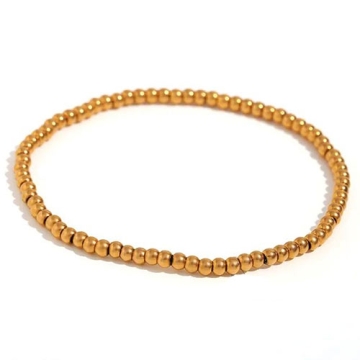 Brazalete de Acero Tono Dorado de Cuentas Esféricas de 3 mm