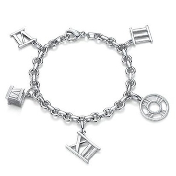 Brazalete encantos Números Romanos Baño de Plata 925