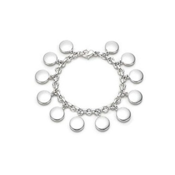 Brazalete encantos circulares Baño de Plata 925