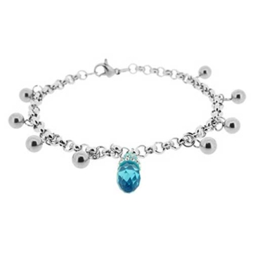 Brazalete con balines y piedra azul swarovski y zirconias
