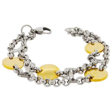 Brazalete encantos circulares Bicolor